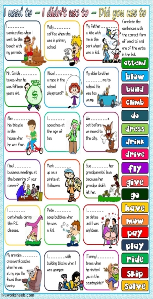 Used to, didn't use to, did ... use to? - Interactive worksheet